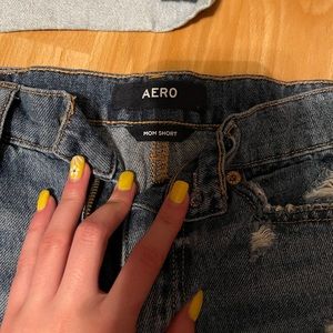 Dark wash denim shorts